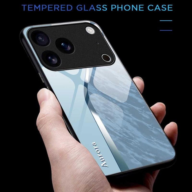 Skal iPhone 17 Pro Max Telefonfodral Härdat Glas Med Ljusblå Design