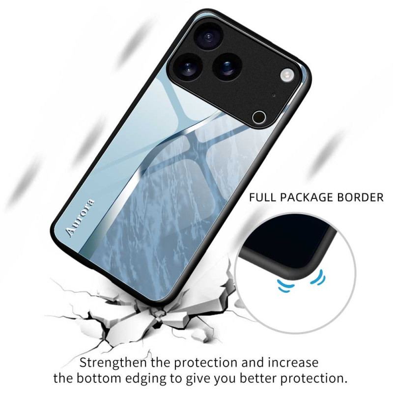 Skal iPhone 17 Pro Max Telefonfodral Härdat Glas Med Ljusblå Design