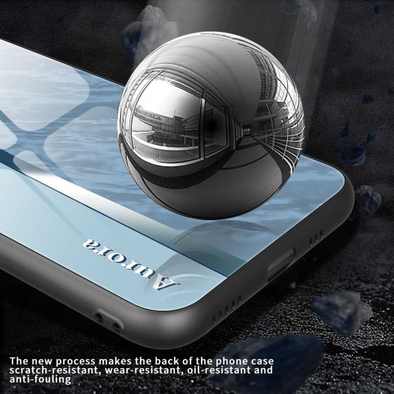 Skal iPhone 17 Pro Max Telefonfodral Härdat Glas Med Ljusblå Design