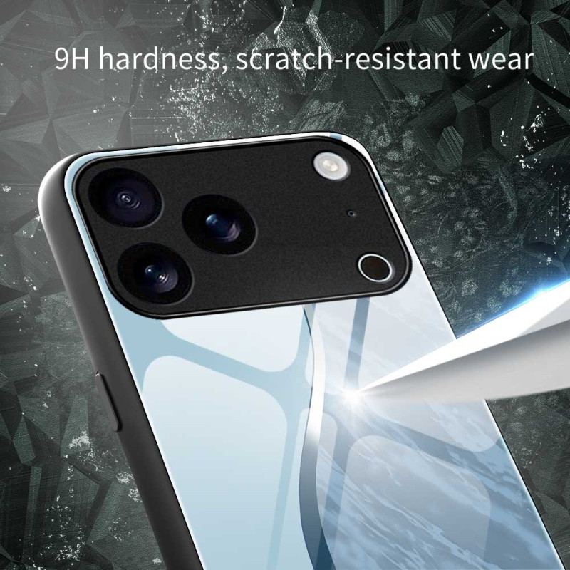 Skal iPhone 17 Pro Max Telefonfodral Härdat Glas Med Ljusblå Design