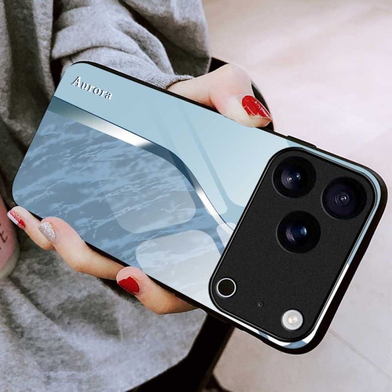 Skal iPhone 17 Pro Max Telefonfodral Härdat Glas Med Ljusblå Design