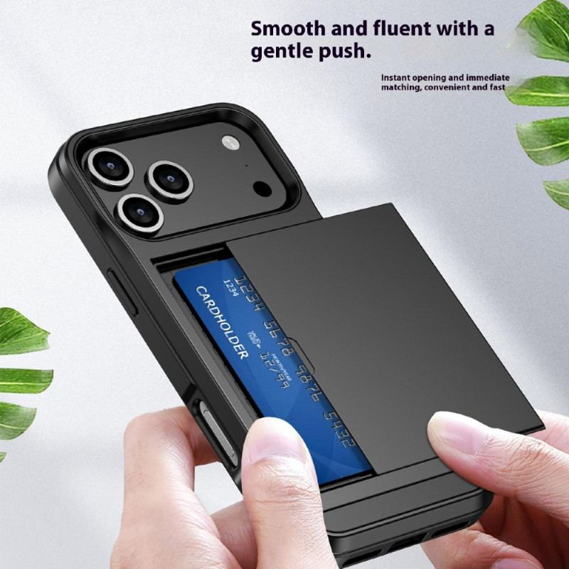 Skal iPhone 17 Pro Max Telefonfodral Skjutbart Korthållare