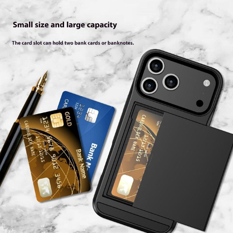 Skal iPhone 17 Pro Max Telefonfodral Skjutbart Korthållare