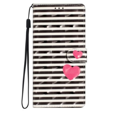 Läderfodral Xiaomi 15 Pro Telefonfodral 3d-ränder Och Hjärtan