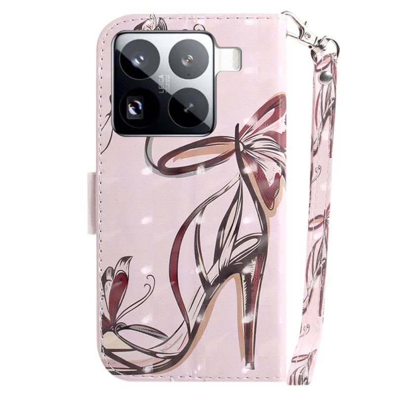 Läderfodral Xiaomi 15 Pro Telefonfodral Högklackade Rem