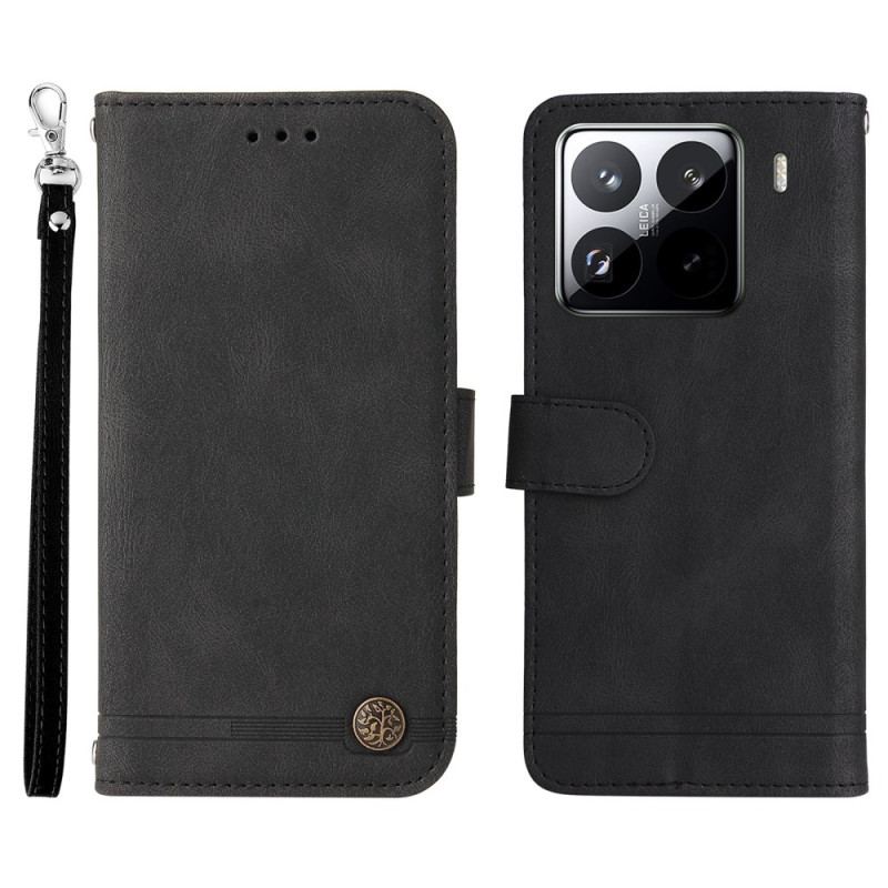 Läderfodral Xiaomi 15 Pro Telefonfodral Nit Och Rem