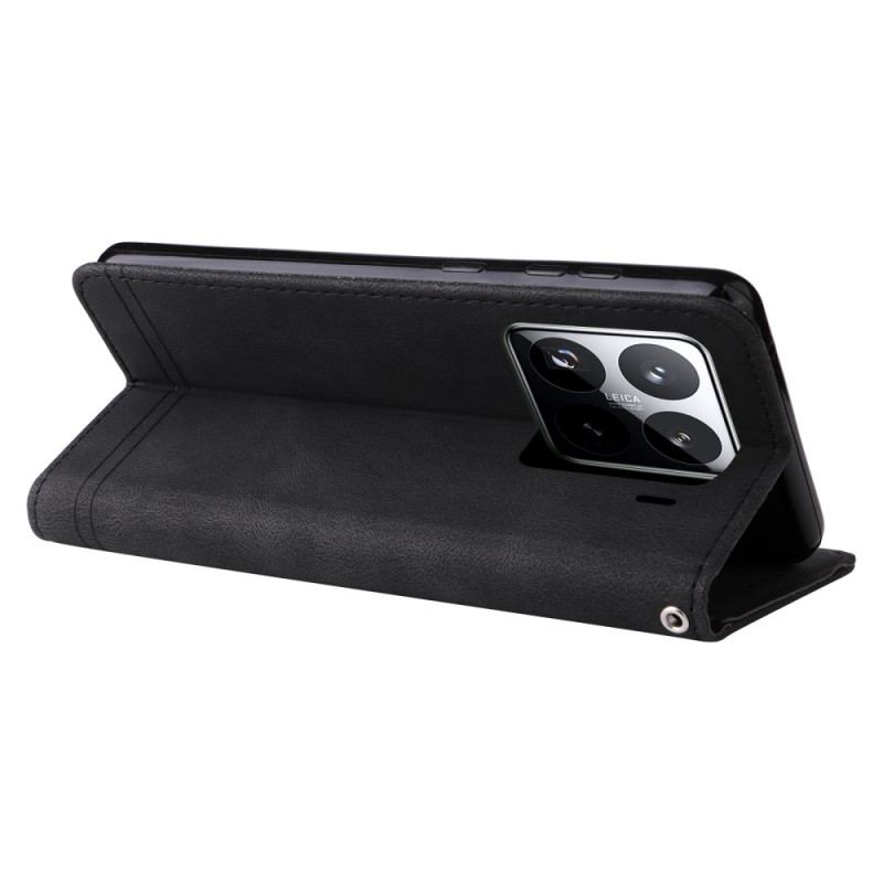 Läderfodral Xiaomi 15 Pro Telefonfodral Nit Och Rem