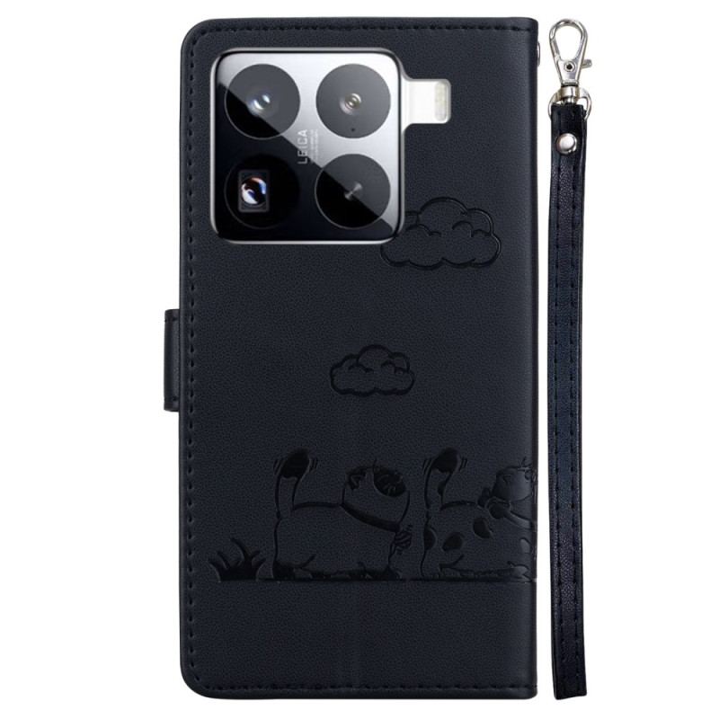 Läderfodral Xiaomi 15 Pro Telefonfodral Rfid-blockerande Kattmotiv