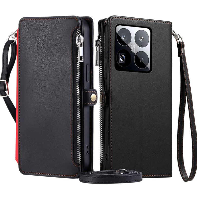 Läderskal Fodral Xiaomi 15 Pro Premiumrem Och Axelrem
