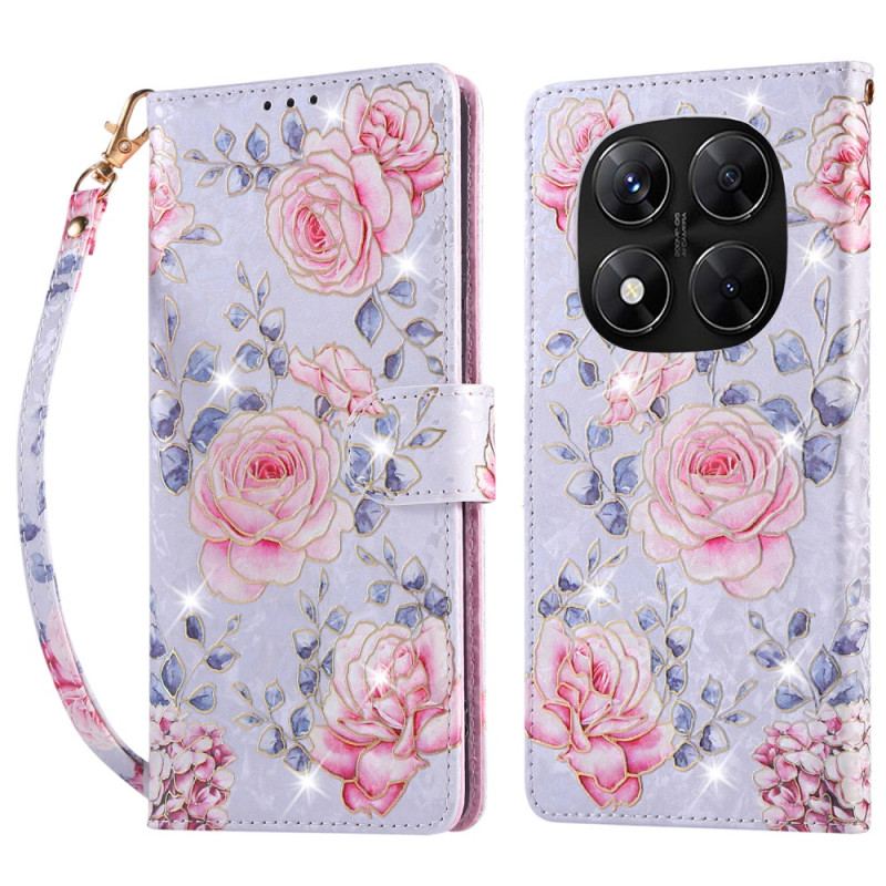 Läderfodral Poco X7 5g Telefonfodral Rfid-blockerande Blommig Design