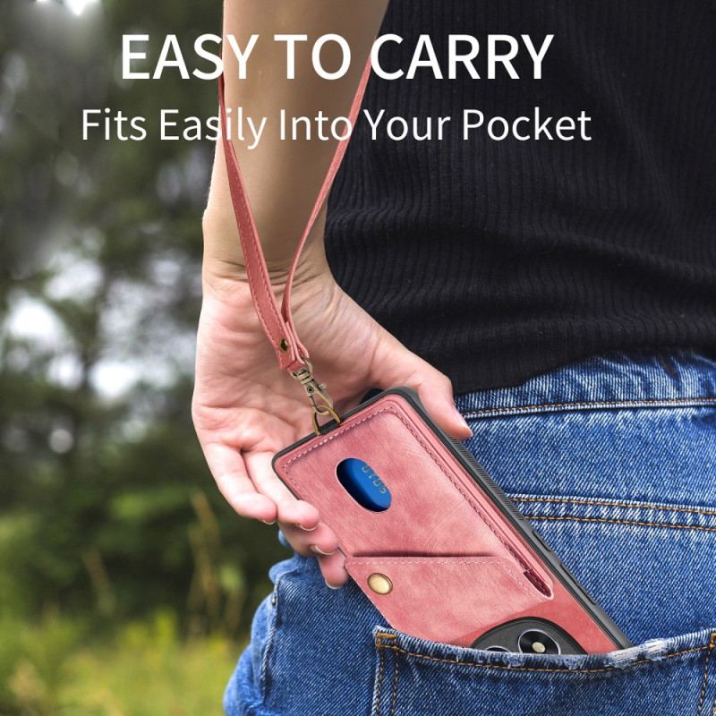 Skal För Poco X7 5g Korthållare Och Snodd I Lädereffekt