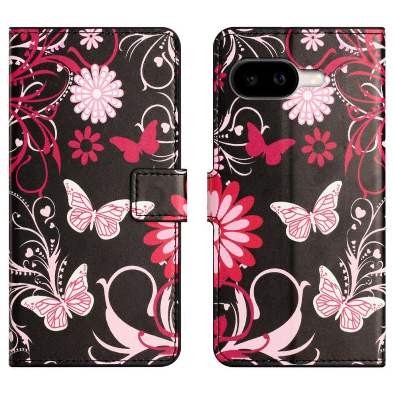 Fodral Google Pixel 10a Fjärilar På Svart Bakgrund