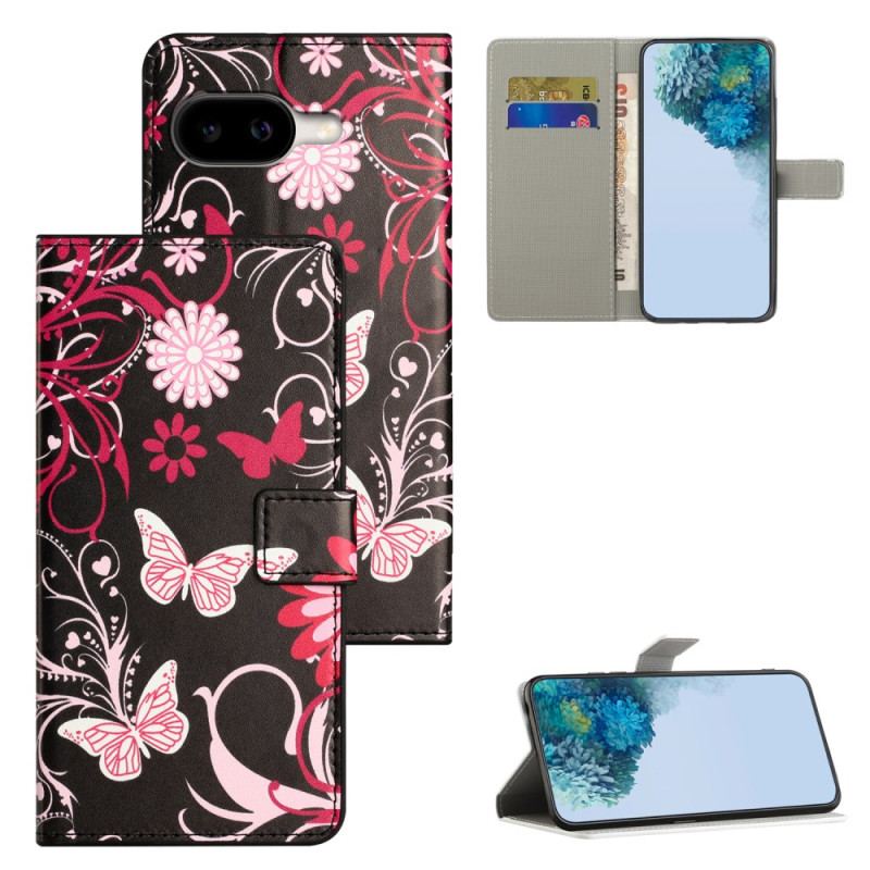 Fodral Google Pixel 10a Fjärilar På Svart Bakgrund