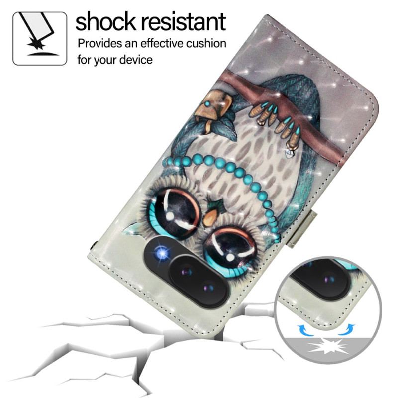 Läderfodral Google Pixel 10a Telefonfodral Grå Uggla