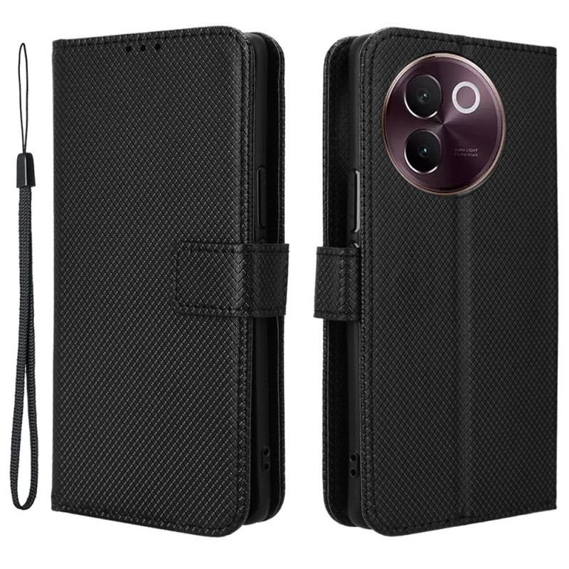 Läderfodral Vivo V40 Lite 5g Telefonfodral Diamantstruktur