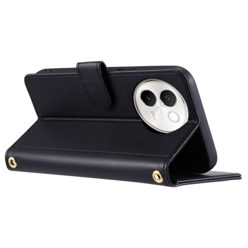 Läderfodral Vivo V40 Lite 5g Telefonfodral Vadderad Med Rem Och Axelrem