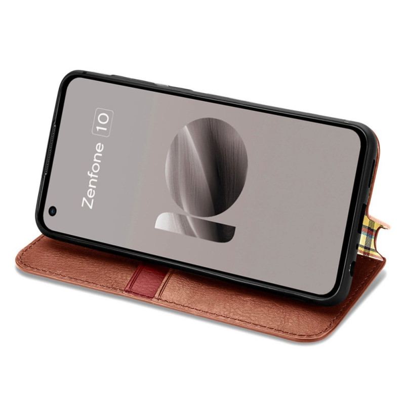 Folio-fodral Asus Zenfone 10 Mockaeffekt Med Kant