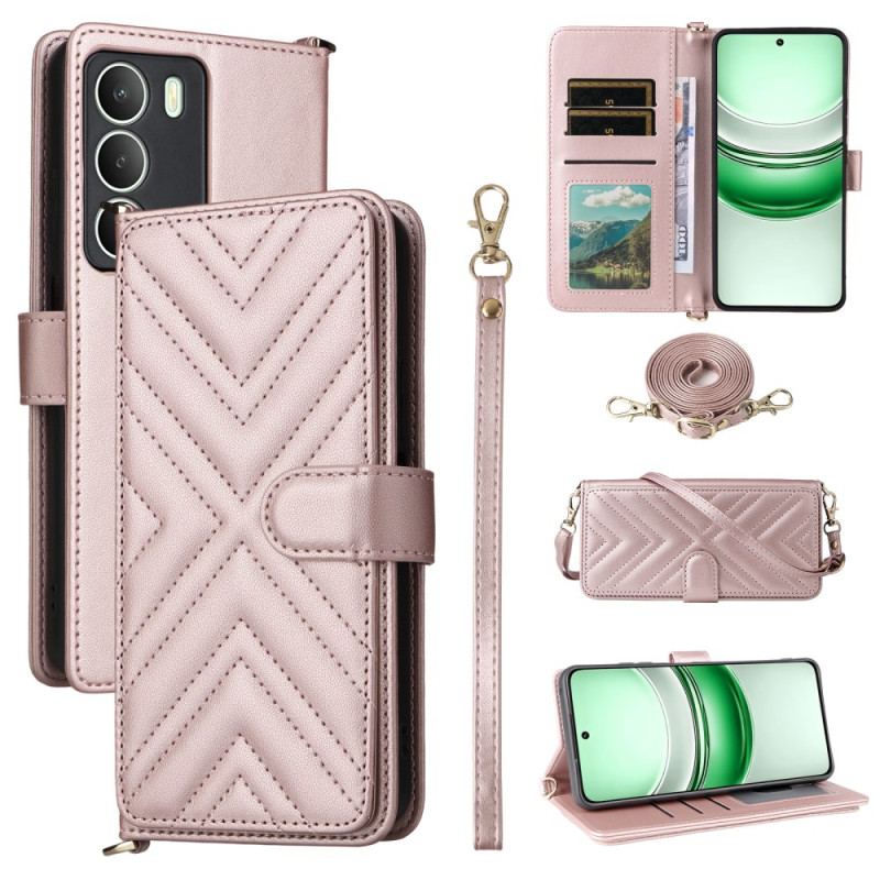 Fodral Realme 14x 5g Quiltad Med Rem Och Axelrem