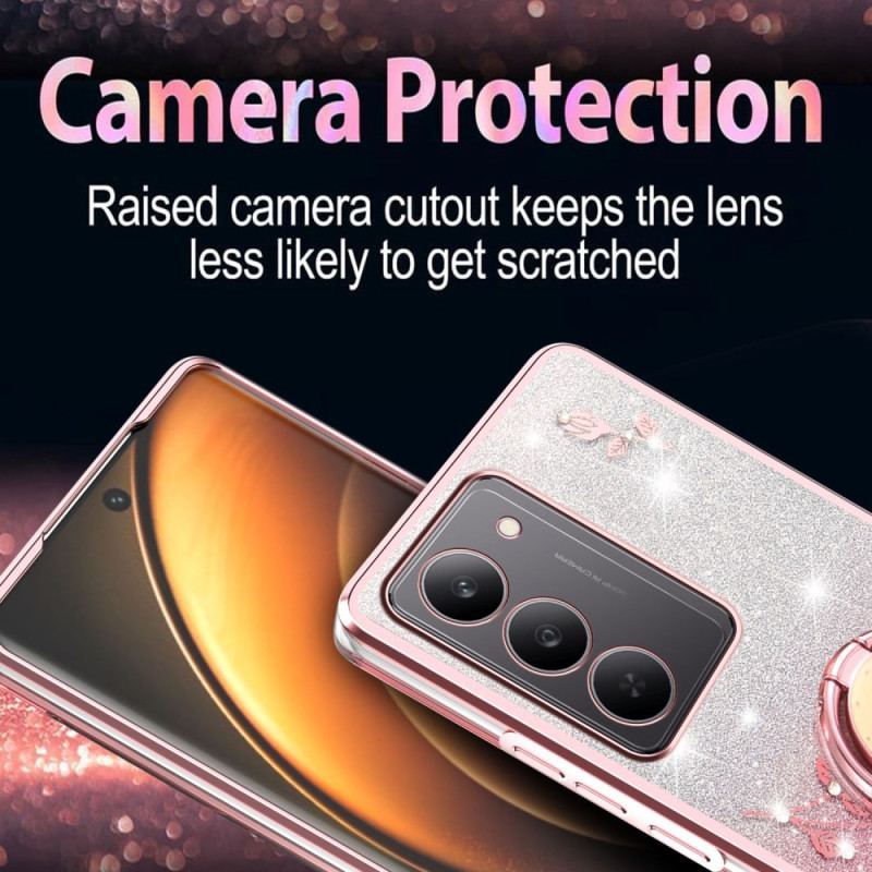 Skal Realme 14x 5g Kadem Ringhållare Med Blommor Och Strass