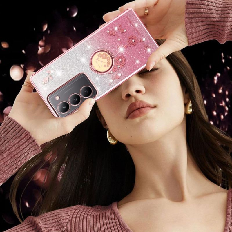 Skal Realme 14x 5g Kadem Ringhållare Med Blommor Och Strass