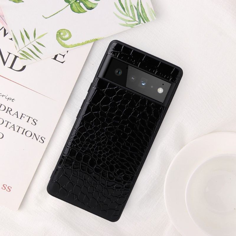 Skal För Google Pixel 6 Svart Krokodileffekt