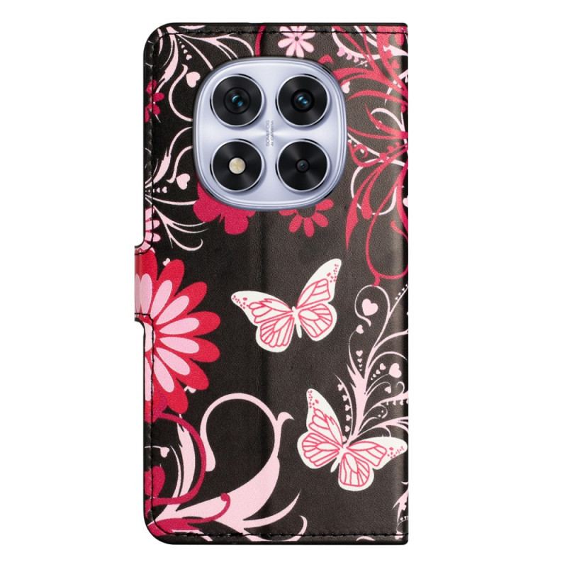 Fodral För Xiaomi Redmi Note 14 Pro Plus 5g Fjärilar På Svart Bakgrund