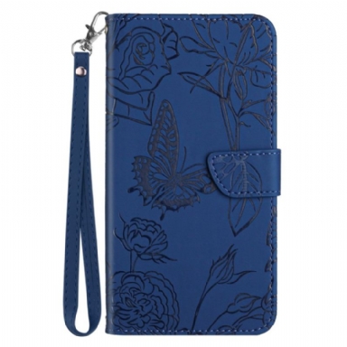 Fodral Xiaomi Redmi Note 14 Pro Plus 5g Fjärilstryck Med Rem