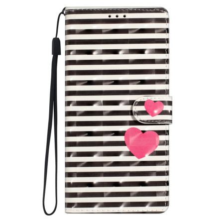 Läderfodral Xiaomi Redmi Note 14 Pro Plus 5g Telefonfodral Ränder Och Hjärta 3d