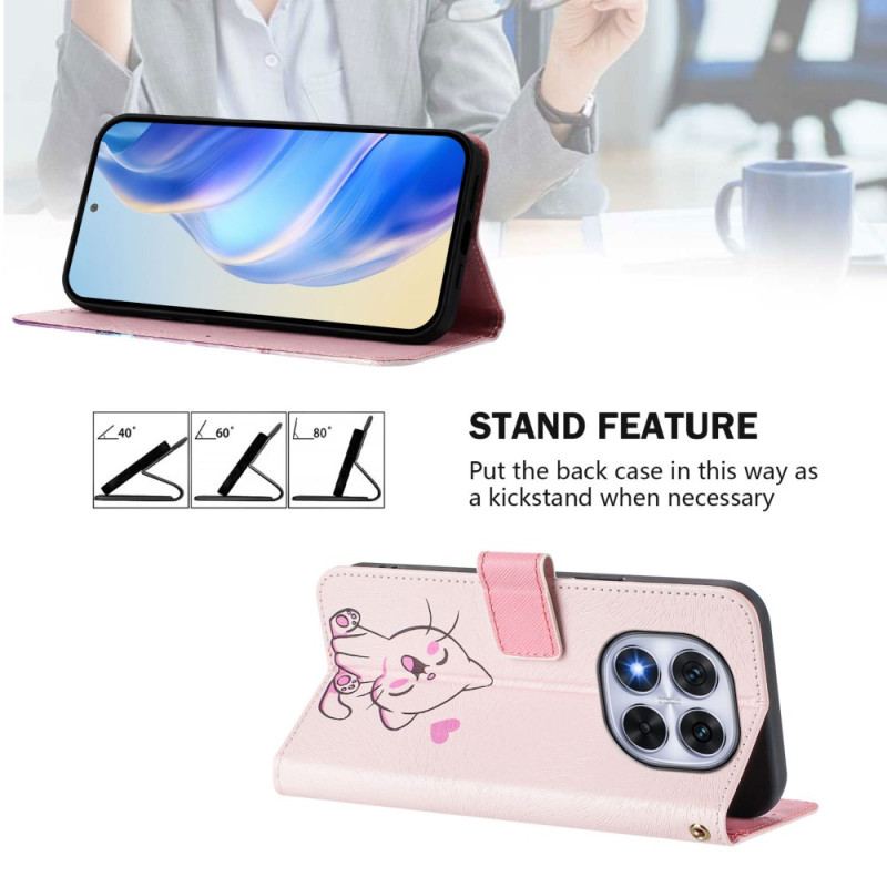 Läderskal Fodral Xiaomi Redmi Note 14 Pro Plus 5g Sött Kattmönster