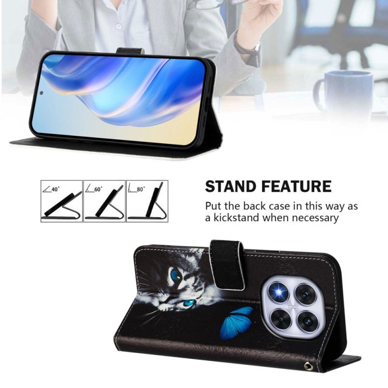 Skyddsfodral Xiaomi Redmi Note 14 Pro Plus 5g Fjärils- Och Kattmönster