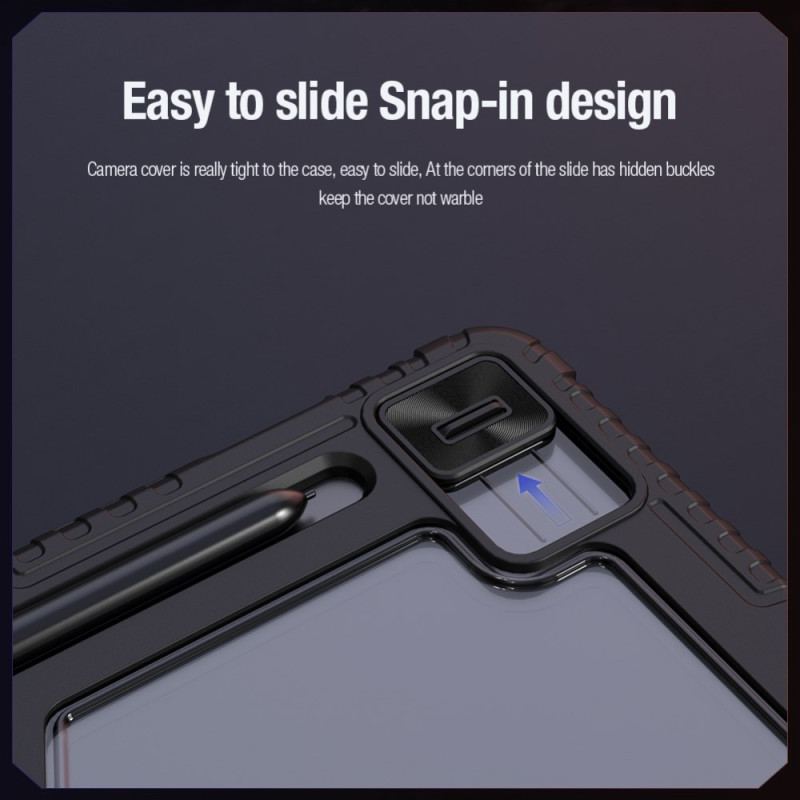 Samsung Galaxy Tab S10 Fe Plus Nillkin-stötfångare Med Origami-stativ Och Glidande Skydd