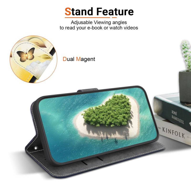 Fodral Oneplus Nord 4 Guldfärgade Fjärilar Och Spetsblommor