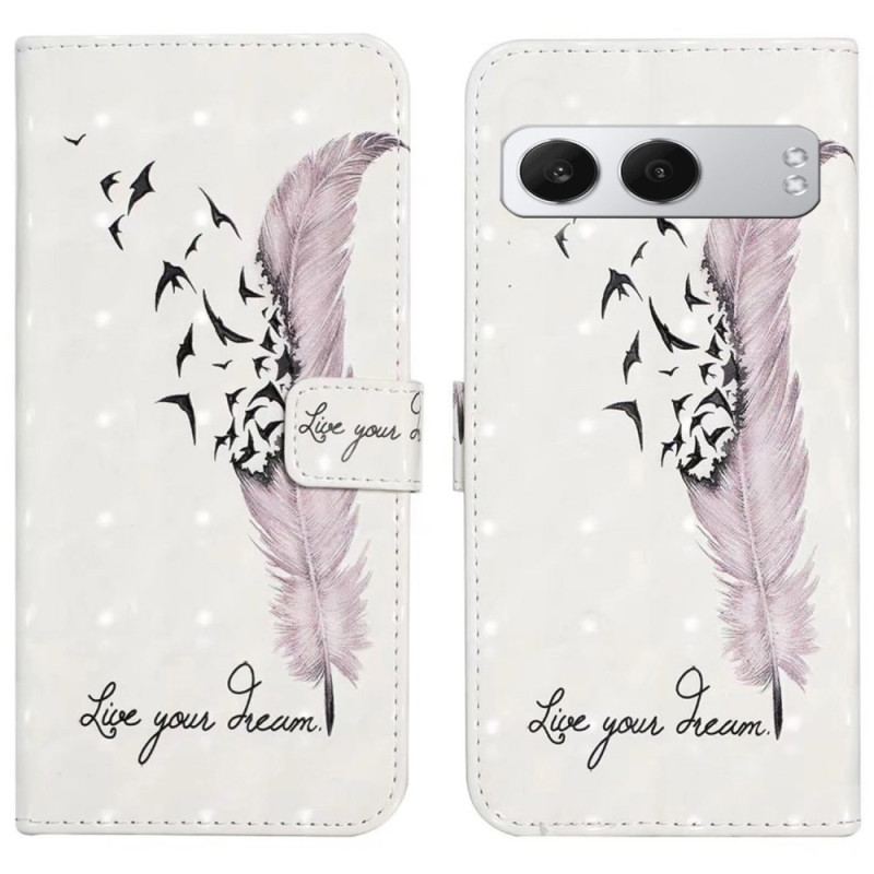 Läderfodral Oneplus Nord 4 Telefonfodral 3d Rosa Fjäder