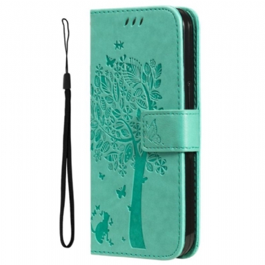 Läderfodral Oneplus Nord 4 Telefonfodral Träd Och Katt