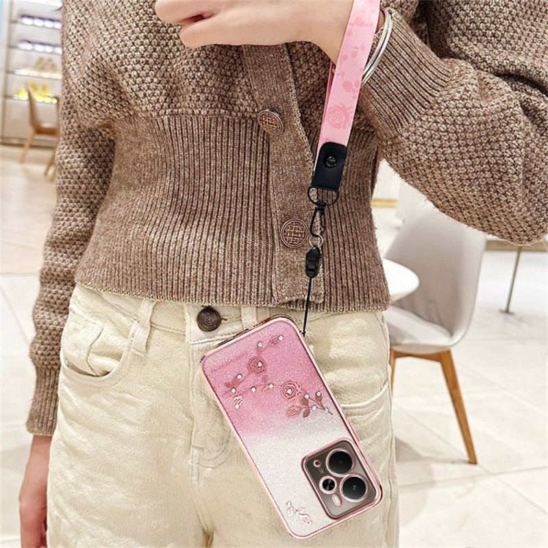 Skal Realme 14t 5g Telefonfodral Kadem Blommor Och Strassrem