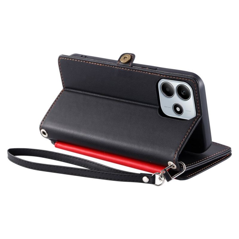 Fodral För Xiaomi Redmi Note 14 5g Plånbok Med Justerbar Rem