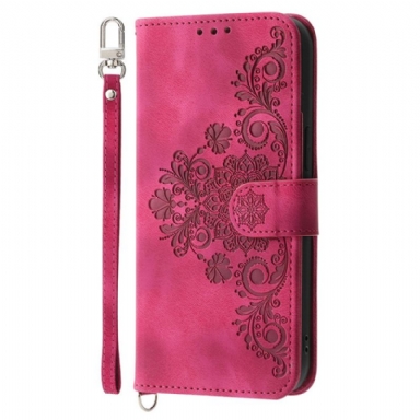 Fodral För Xiaomi Redmi Note 14 5g Spetsmönsterplånbok Med Rem Och Axelrem