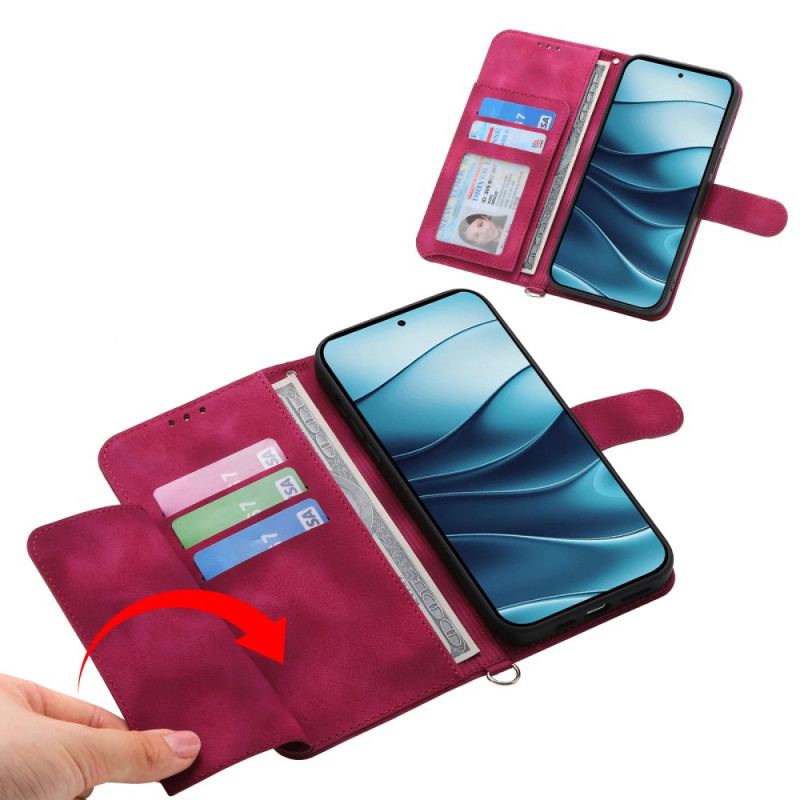 Fodral För Xiaomi Redmi Note 14 5g Spetsmönsterplånbok Med Rem Och Axelrem