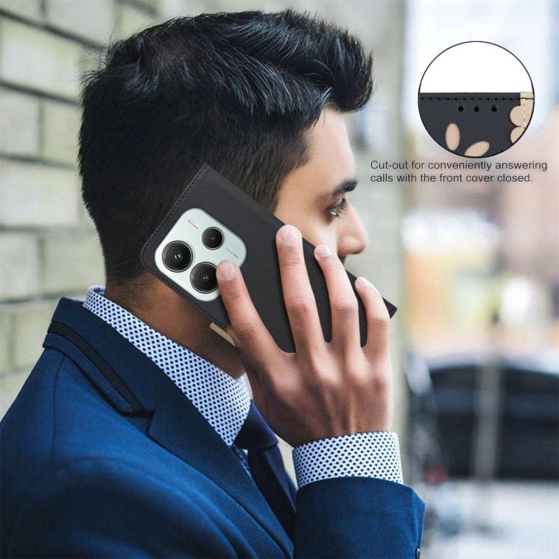 Läderfodral Xiaomi Redmi Note 14 5g Telefonfodral Blommig Binfen-färg