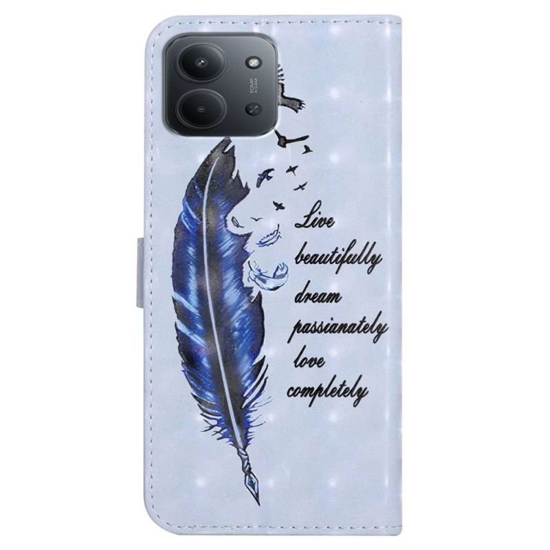 Läderskal Fodral Poco C85 Blå Fjäder