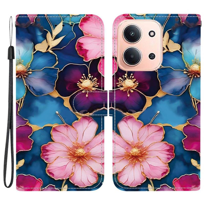 Läderskal Fodral Poco C85 Färgglada Blommor