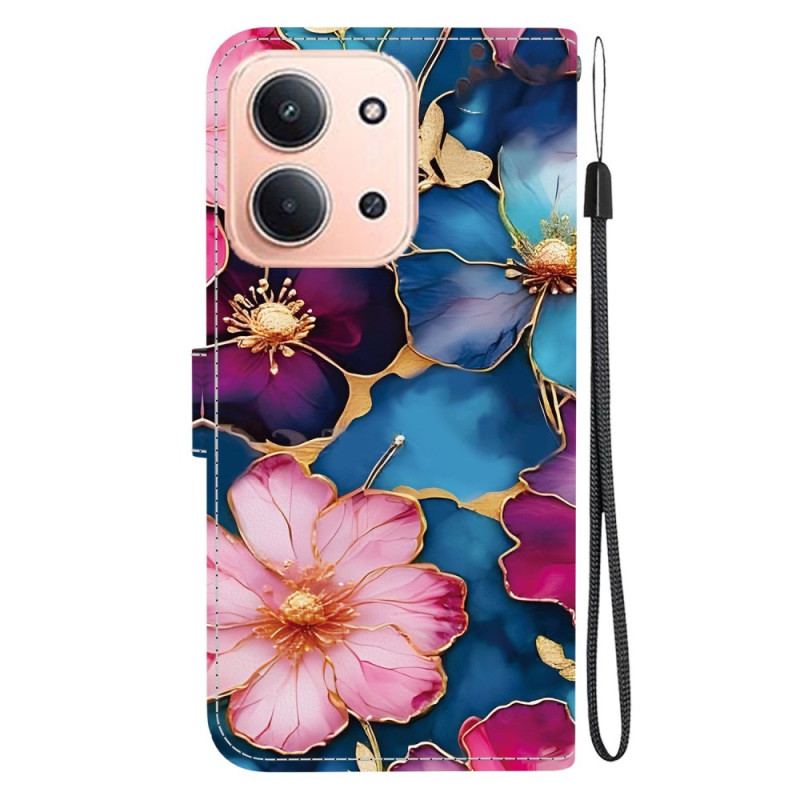 Läderskal Fodral Poco C85 Färgglada Blommor