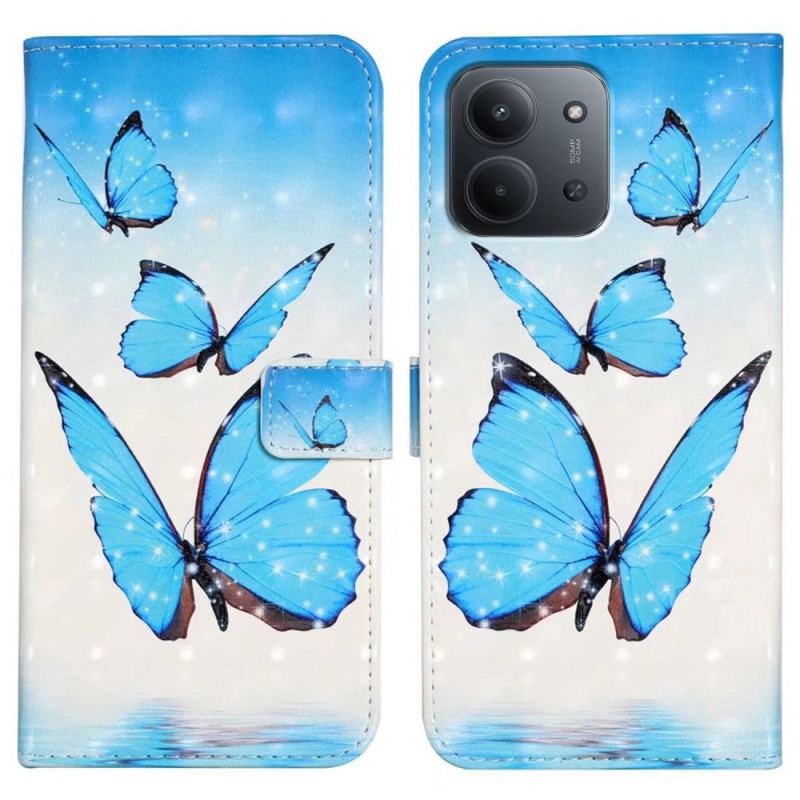 Läderskal Fodral Poco C85 Tre Fjärilar