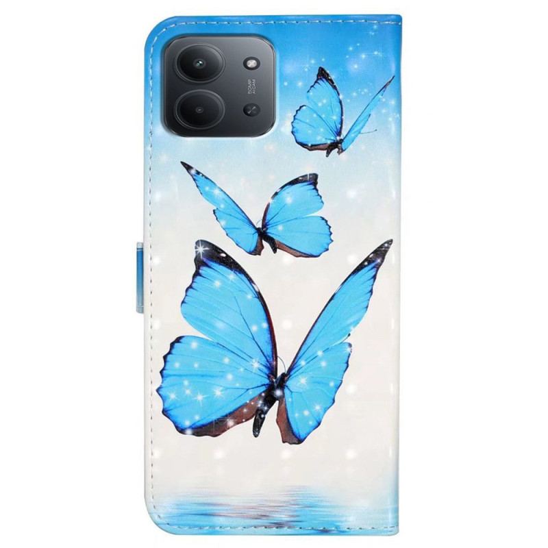 Läderskal Fodral Poco C85 Tre Fjärilar