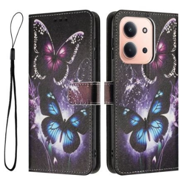 Läderskal Fodral Poco C85 Två Fjärilar