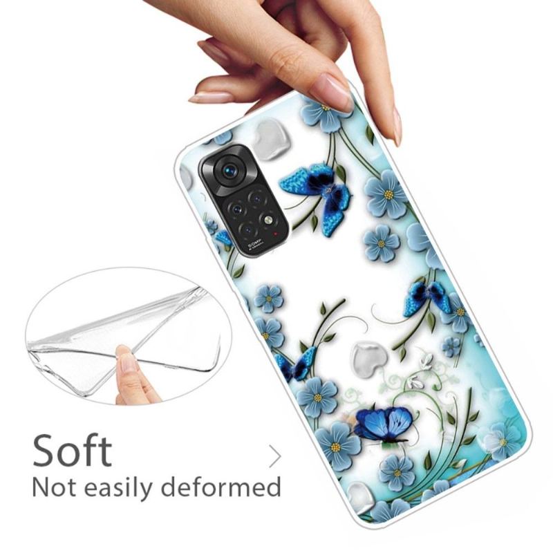 Skal För Xiaomi Redmi Note 11 / Note 11S Blå Fjärilar Och Blommor