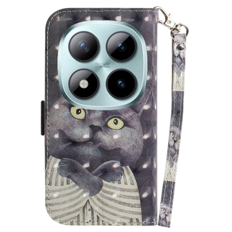 Fodral Xiaomi Redmi Note 15 Pro 5g Grå Katt Med Remmar