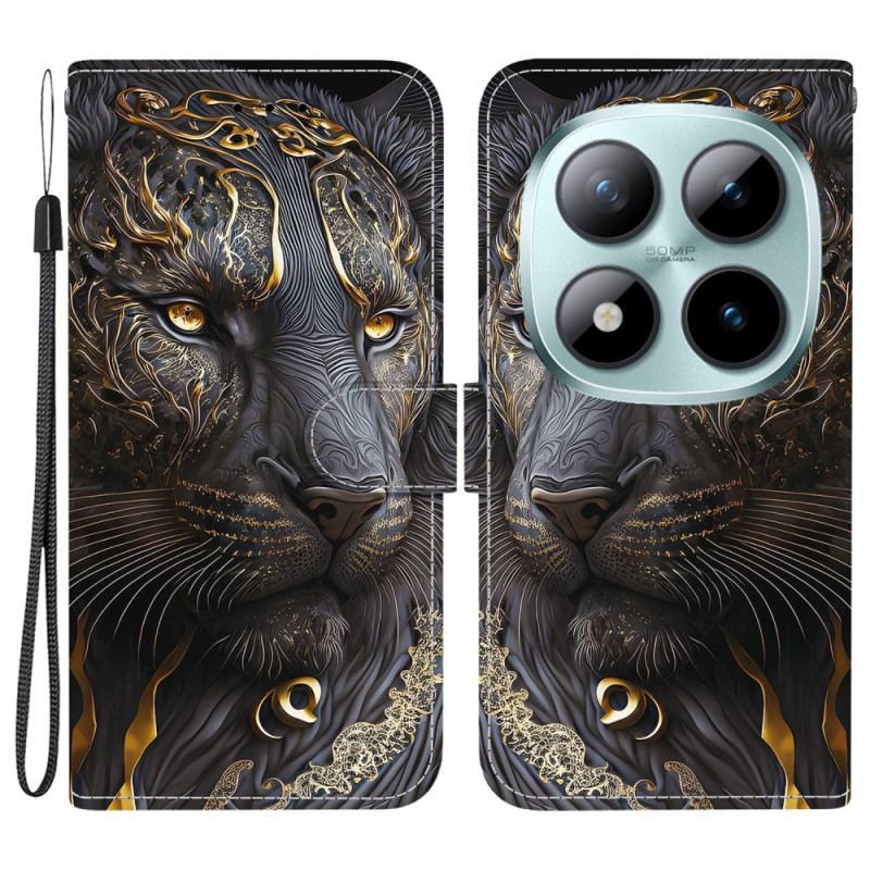 Fodral Xiaomi Redmi Note 15 Pro 5g Svart Och Guldfärgat Lejon