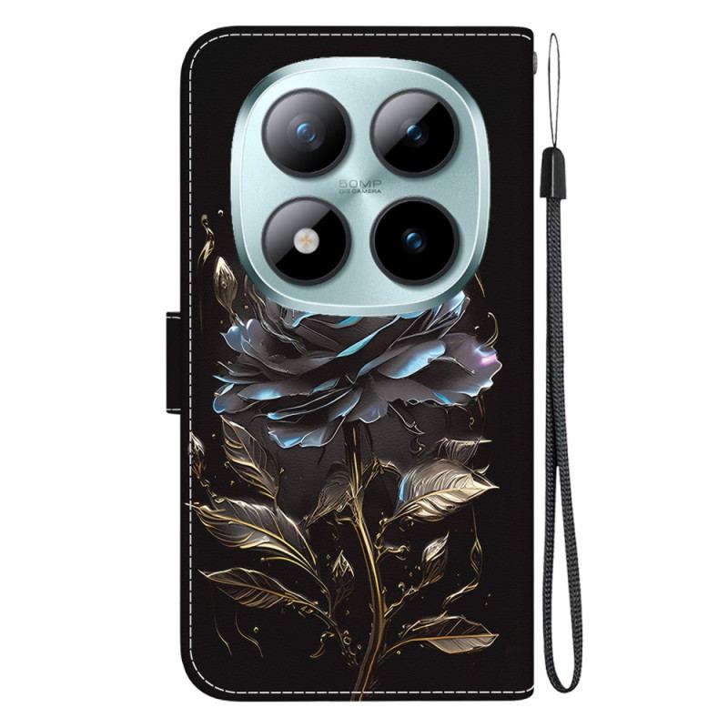 Läderskal Fodral Xiaomi Redmi Note 15 Pro 5g Svart Ros