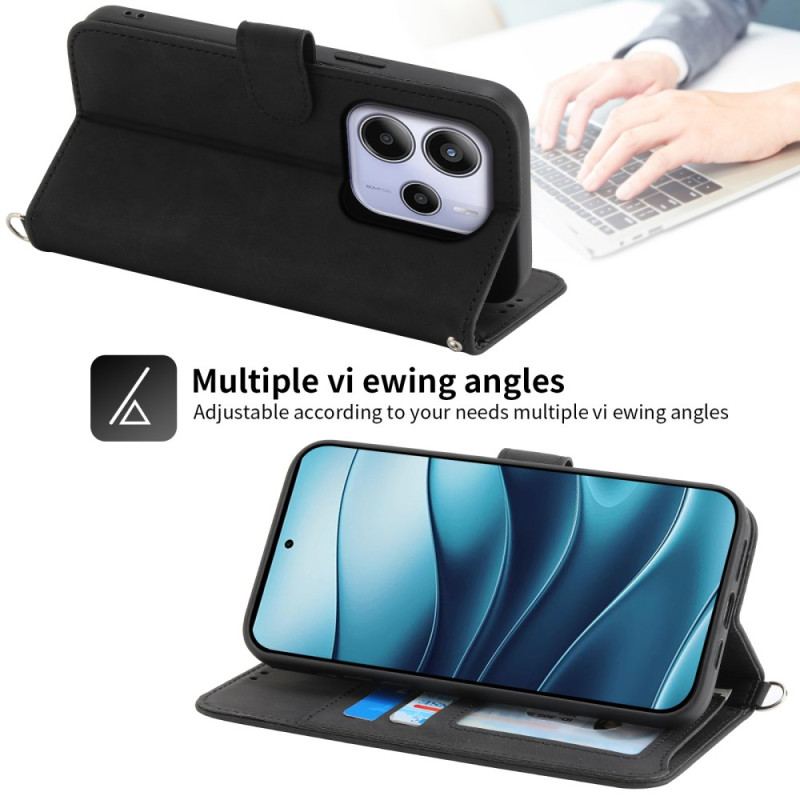 Fodral För Xiaomi Redmi Note 14 4g Blommönster Och Remmar